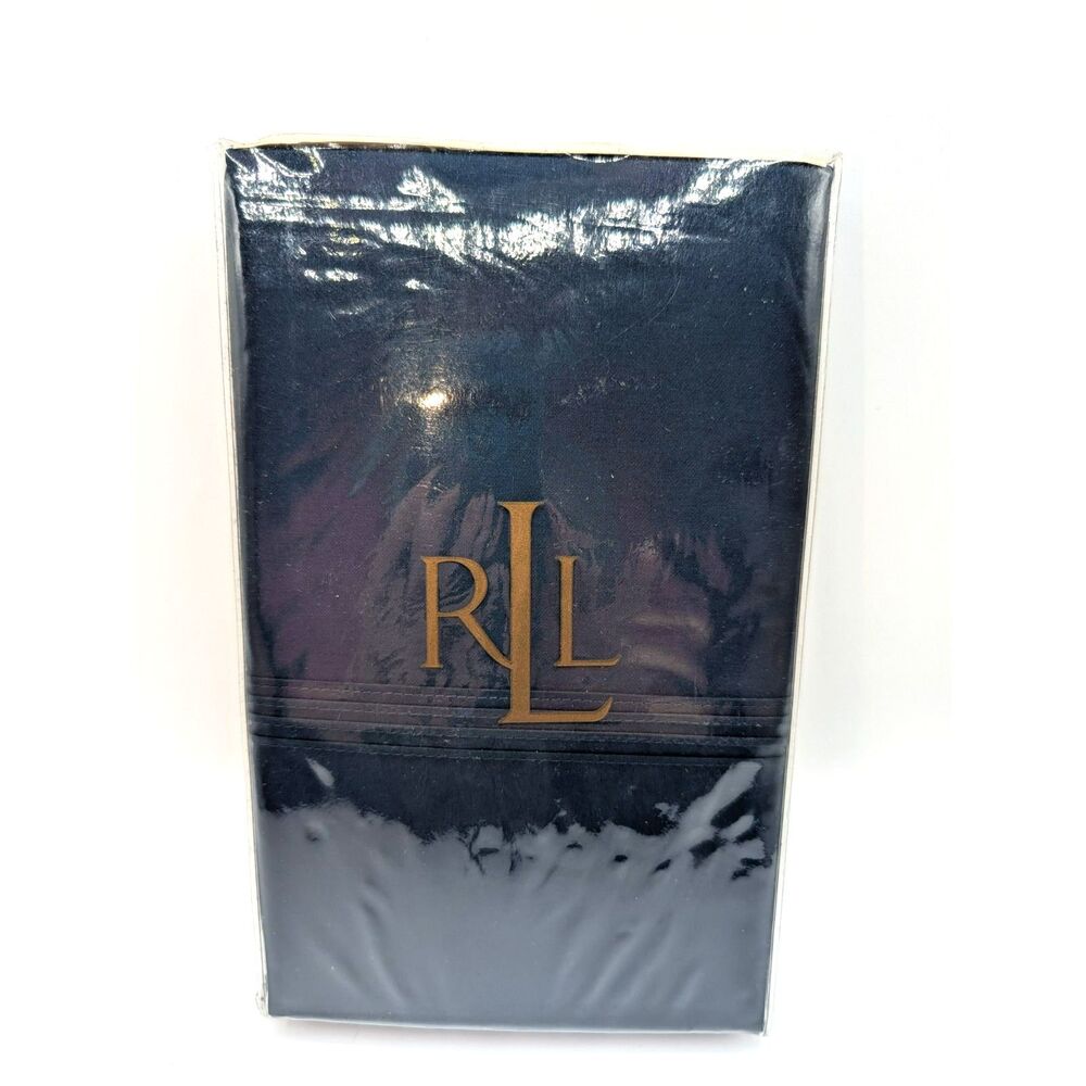 (2) Lauren Ralph Lauren Navy King Pillowcases Addison Supima Peacoat Monogrammed